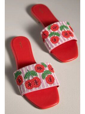 The Fiona Beaded Slide Sandals by Maeve Sardines 37